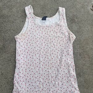 GAP White Tank Top with Pink Floral Print